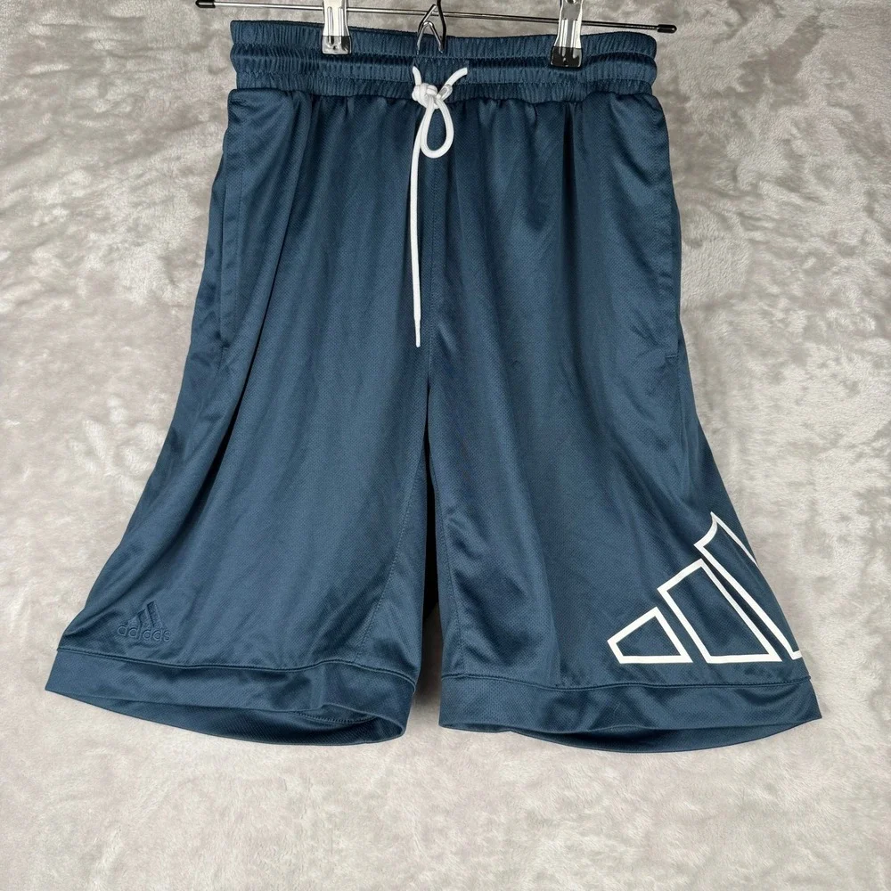 Adidas Primegreen Mens Basketball Shorts Teal Blue Large Graphic Logo Size M